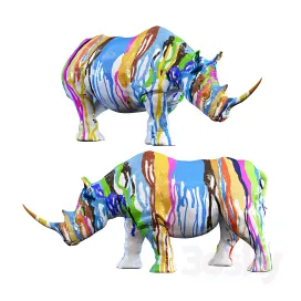 Deco Figurine Rhino Colore cm